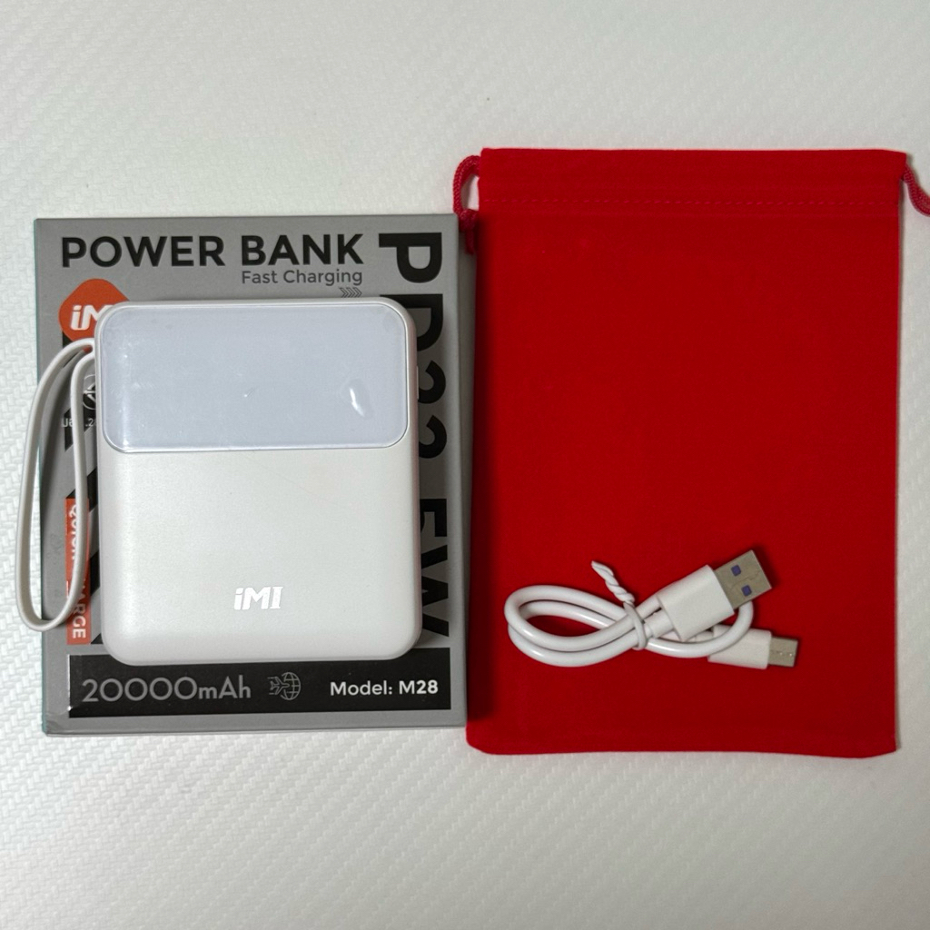 power bank iml 20,000mah สายชาร์จ+ถุงครบ น้ำหนักเบา