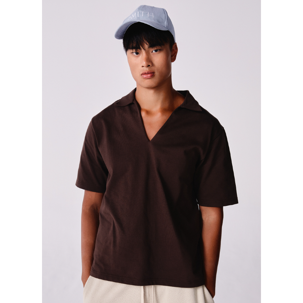 Pmith - Mason V- Neck Oversized Shirt - Brown