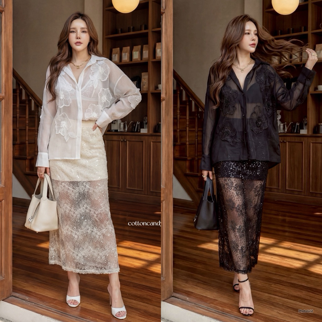 💫Blink seoul korea กระโปรงผ้าลูกไม้นำเข้าเกาหลี ปักลายสวยละมุน วิ้งๆวิบวับหวานๆ งานดีฟรีไซส์ แมทง่ายได้ลุคเริ่ดๆ