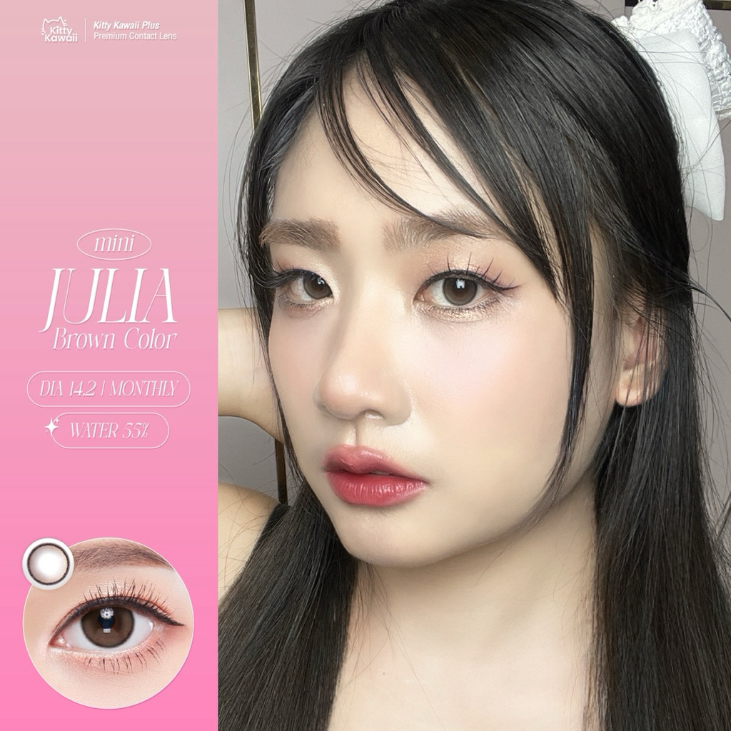 🦄🌈(0.00-5.00) Kitty Kawaii Mini Julia Brown/ Grayคอนเทคเลนส์มินิ สีน้ำตาล ธรรมชาติ ป้องกัน UV