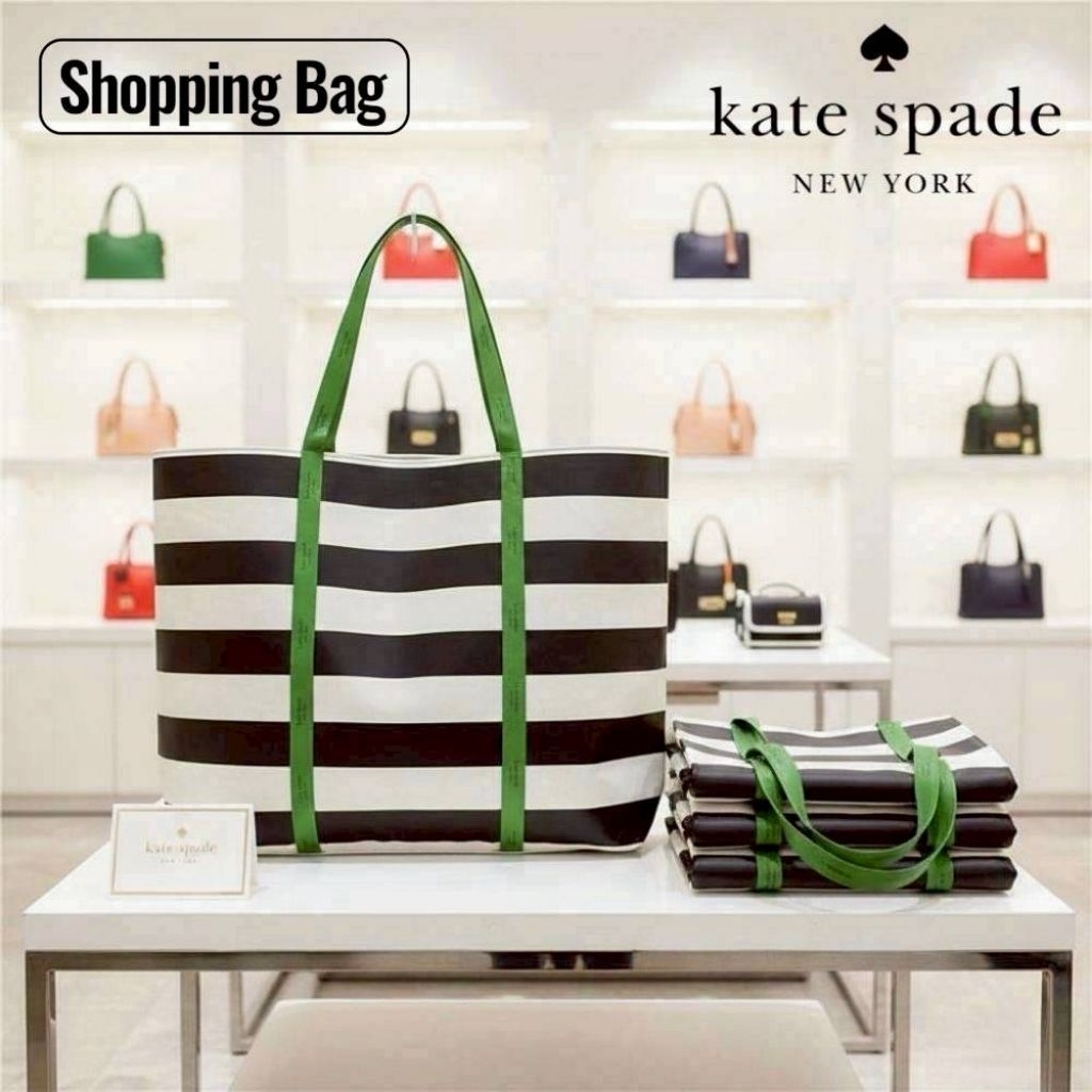 KATE SPADE Shopping Bag กระเป๋าช้อปปิ้งลายขวาง 51.5x16x47 cm.
