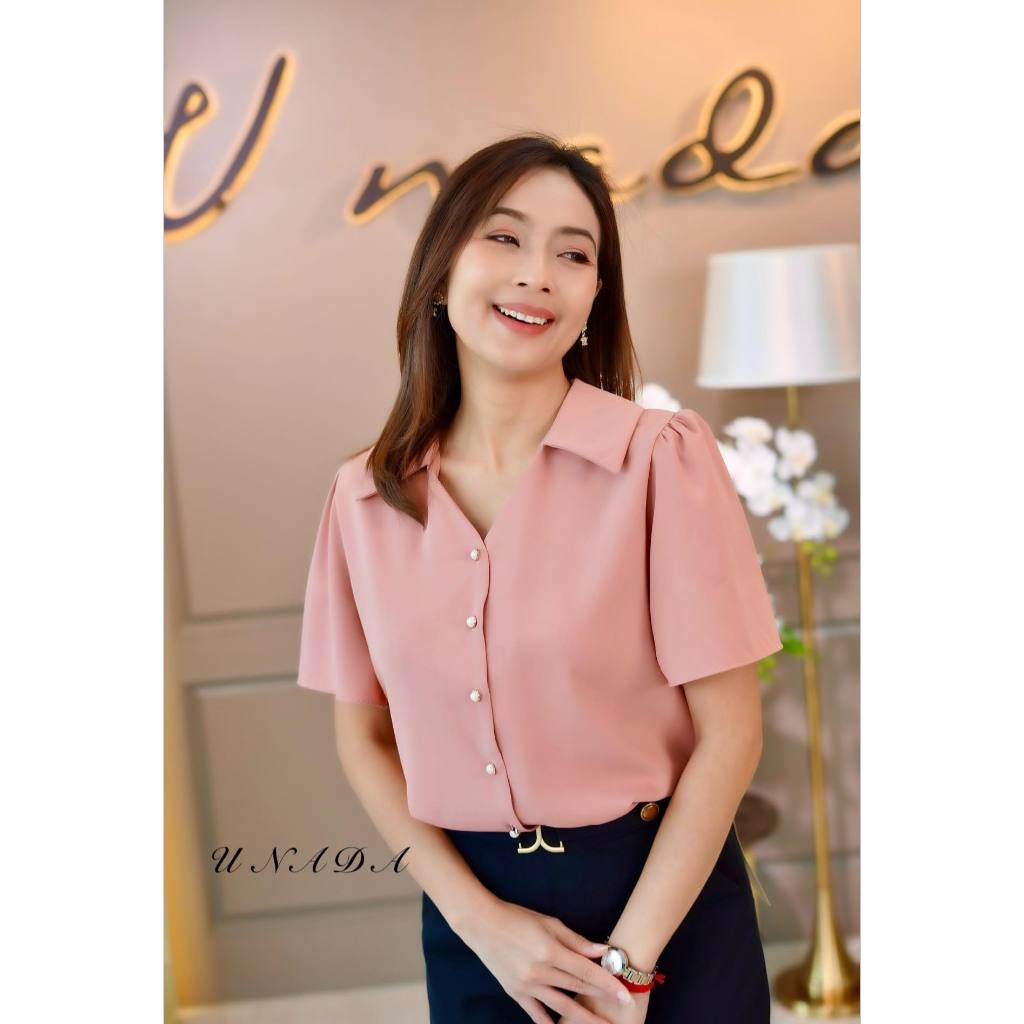 📍 เสื้อคอปก + V กระดุมหน้าผ้าพรีเมียม 🌟 4 ไซส์  :  34-48“ ❣️ราคา 399 .-