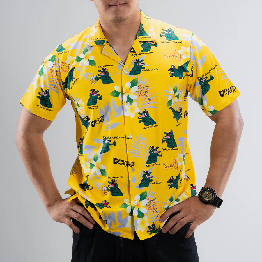 หรวจลาว - Hawaii Original Shirt เสื้อฮาวาย เสื้อเชิ้ต ลายดอกไม้ กราฟิก ผ้าโพลีเอสเตอร์ ระบายอากาศ - รูปที่ 4