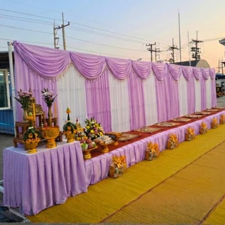 ผ้าฉากจัดงาน งานแต่ง งานบวช งานพิธี ห้องประชุม ม่านฉากหลังพระ สำเร็จรูป 3 เมตร 4 เมตร 5 เมตร