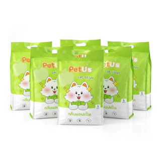 Petus ทรายแมว ทรายแมวเบนโทไนต์ กลิ่นแอปเปิ้ล cat litter ดูดซับเร็ว ใช้งานได้นาน ขนาด 5ลิตร 1ถุง