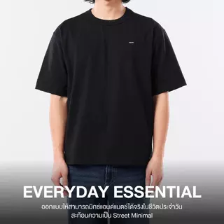 Yuedpao Signature Oversized 2026 ผ้าหนาทรงสวย ยับยากไม่ต้องรีด เสื้อยืดเปล่า โอเวอร์ไซส์ สี Black