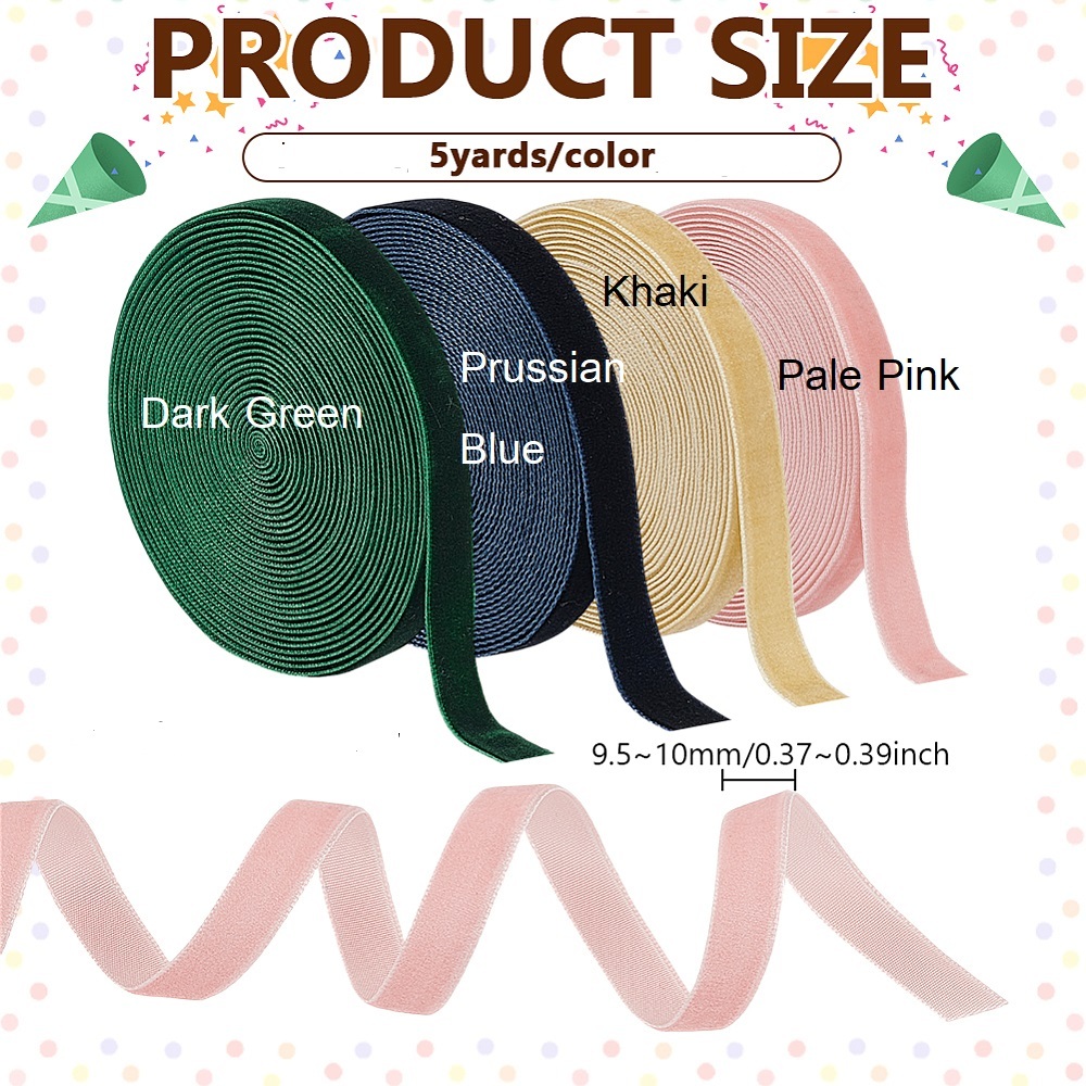 ริบบิ้นกำมะหยี่หน้าเดียว หน้ากว้าง 9.5-10mm ยาว 5 หลา เลือกสี - รูปที่ 2