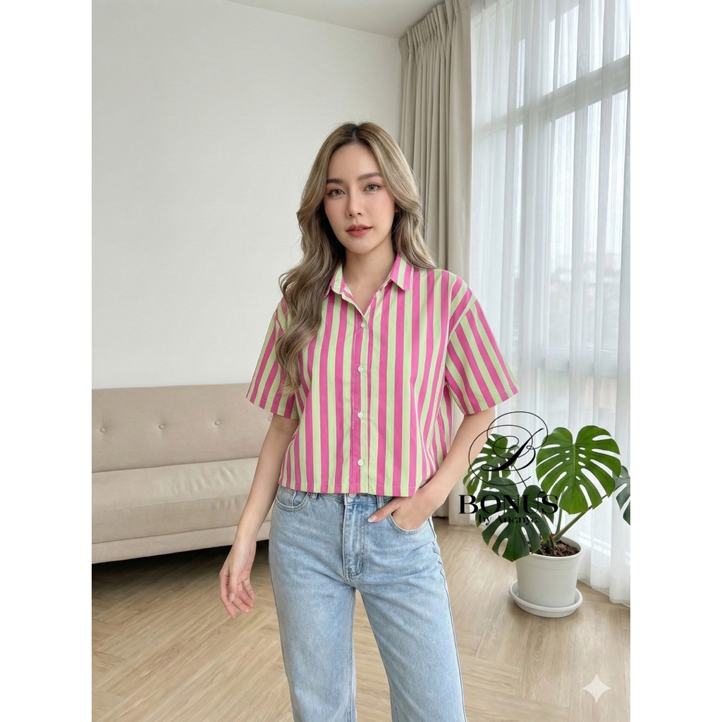 เสื้อเชิ๊ตชายตรงผ่าข้างคอตตอนญี่ปุ่น 100% สำหรับ สาวพลัสไซร์อก 50 ราคา ถูกที่สุด ดีลบีเคเค แกลเลอรีภาพที่ 7