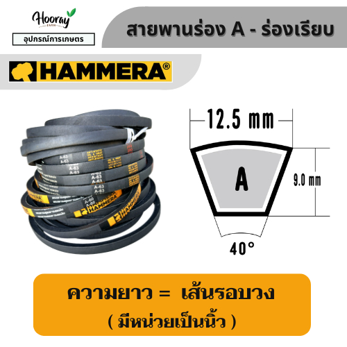 สายพาน HAMMERA (ของแท้) ร่อง A เบอร์ 20 - 89 V-Belts สายพานเครื่อง อุตสาหกรรม สายพานการเกษตร รูปที่ 3