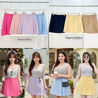 /SC/ กระโปรงสาวอวบ มีไซส์เอว32-50 จีบคู่ กระดุมปั๊ม สม็อคหลั…