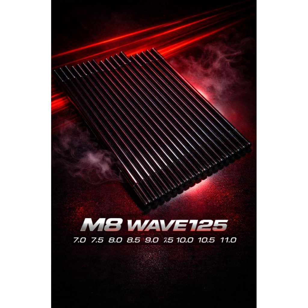 เสาเสื้อสูบแต่งM8x1.25สำหรับWave125 Sonic Mio ยาว7นิ้ว,7.5นิ้ว,8นิ้ว,8.5นิ้ว,9นิ้ว9.5นิ้ว,10นิ้ว,10.5นิ้ว11นิ้ว1ชุด 4ต้น - รูปที่ 3