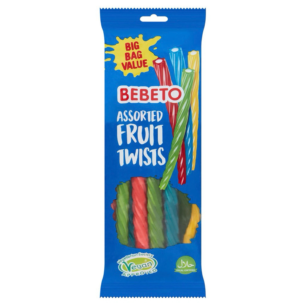 Bebeto Fruit Twists 220g/Wacky Sticks Strawberry 180g/Fizzy Strawberry Wacky Stick 180g