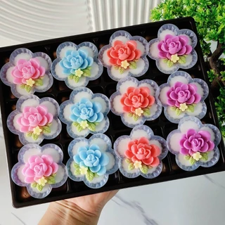แม่พิมพ์ฟองดอง สำหรับทำขนมวุ้น ขนมต่างๆรูป กุหลาบหิน 3ช่อง(ฟองดอง)