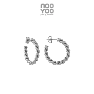 NooYoo ต่างหูสำหรับผิวแพ้ง่าย Twisties Hoops Surgical Steel (สีขาว/สีทอง)