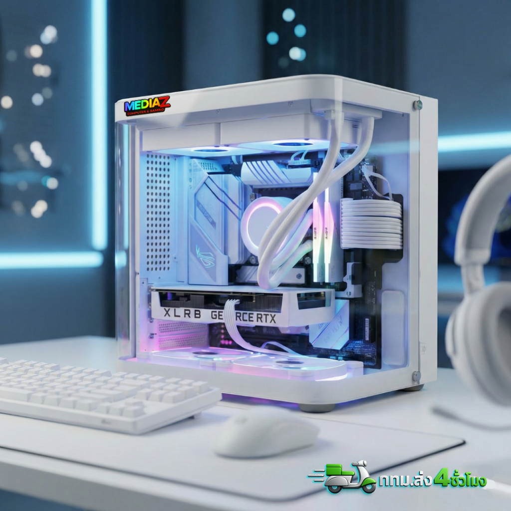 ส่งทันที เคสเล็ก mATX อลูมิเนียมอัลลอยด์ กระจกโค้ง2ด้าน ไร้รอยต่อ ขาวดำ MediaZ tk-1 2.0 Case Jonsbo
