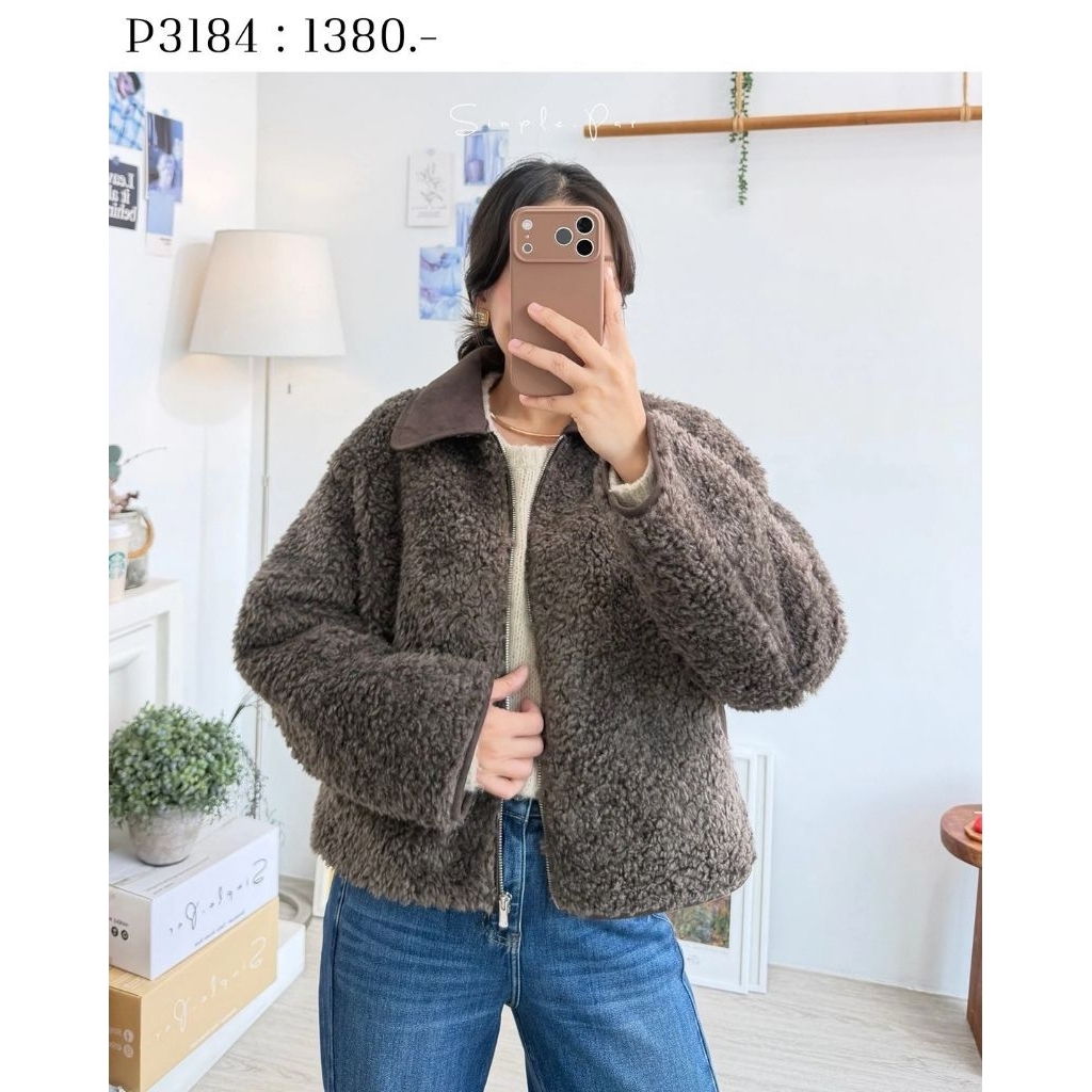 NEW Simple.par19 เสื้อคลุมคอปก Boxy Jacket