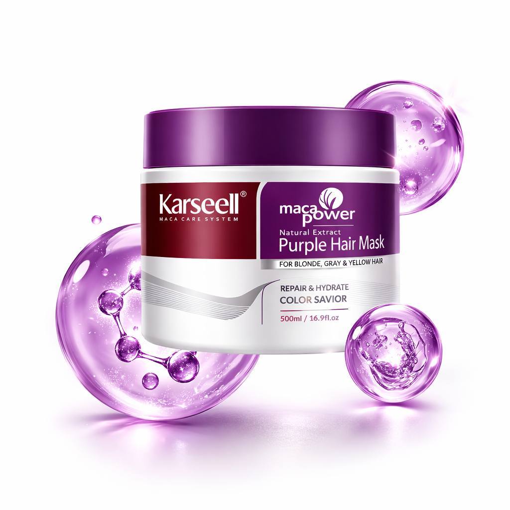 มาส์กผมม่วง ขนาด 500มล.ปรับโทนสีผมบลอนด์-เทา-สีเงินให้สดใสช่วยให้ผมของคุณดูสุขภาพดี
