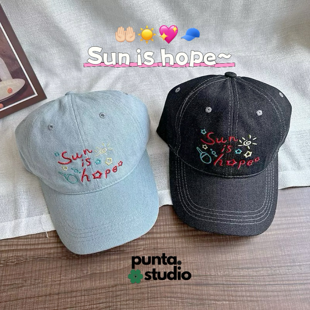 (พร้อมส่ง🛻)หมวกปัก 𝑆𝑢𝑛 𝑖𝑠 𝐻𝑜𝑝𝑒 𝐶𝑜𝑡𝑡𝑜𝑛 𝐶𝑎𝑝 🤲🏻☀️💖สไตล์เกาหลี