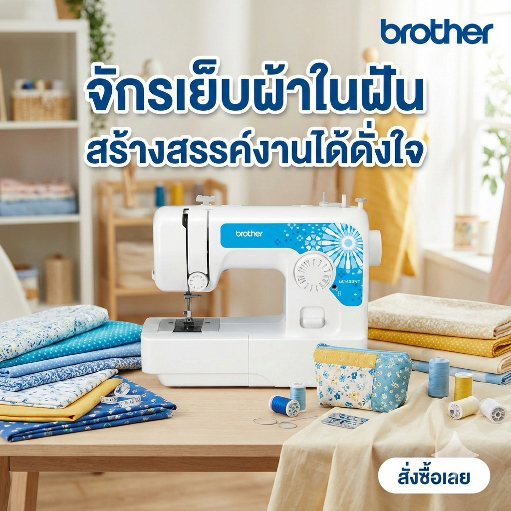 brother จักรเย็บผ้า JA1450NT ราคาถูก สนเข็มอัตโนมัติ 14 ลาย