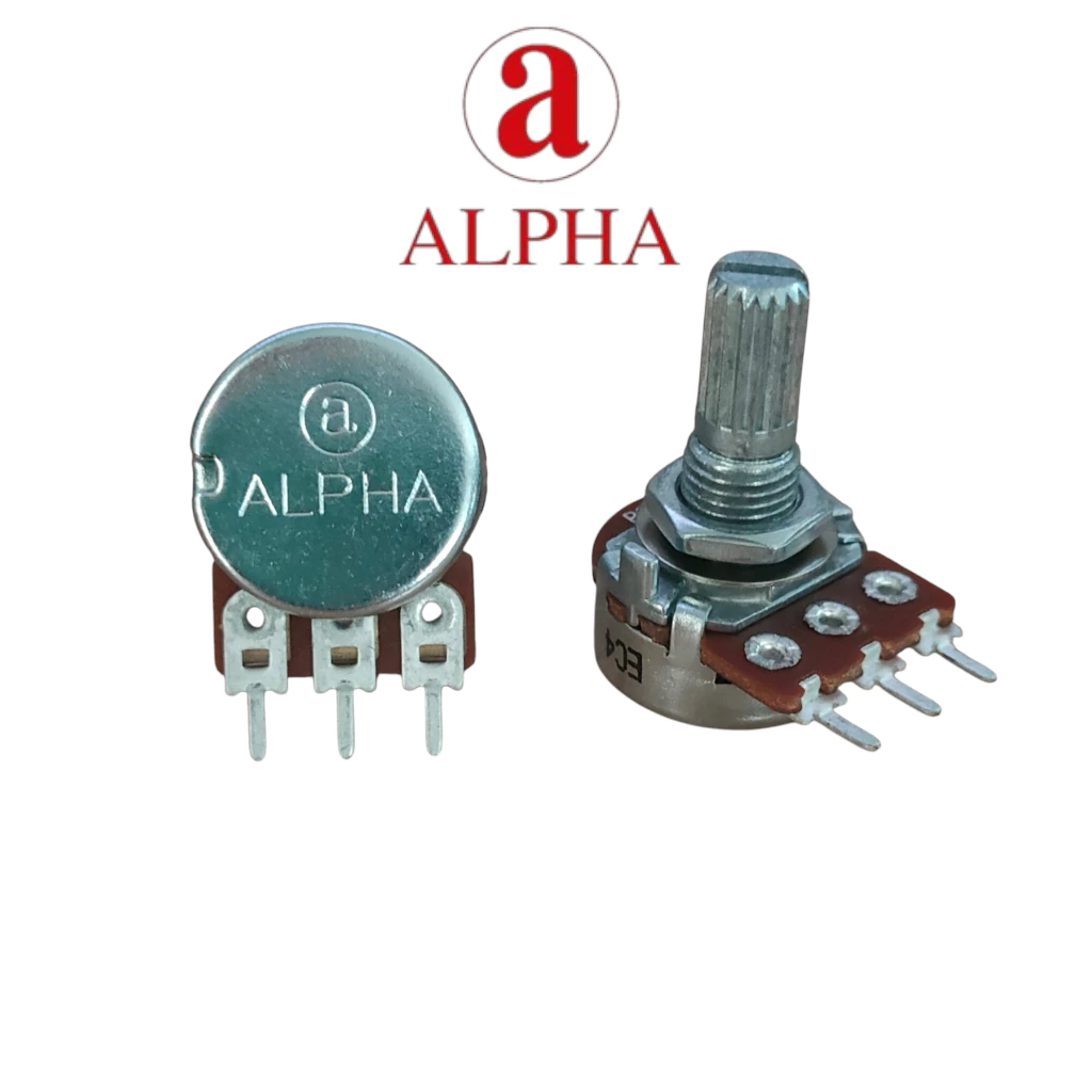 Alpha Potentiometer แท้ไต้หวัน แกน17mm. 1KB,5KB,10KA,10KB,20KB,25KB,50KB,100KB,100KA,100KC,500KB,500KA,500KC,1MB,1MA,1MC