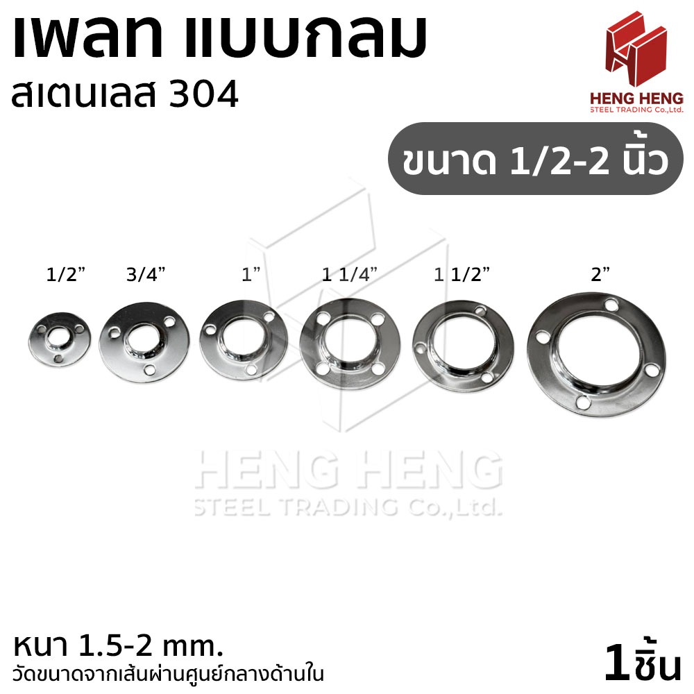 เพลท แบบกลม สเตนเลส 304 รุ่นหนา ผิวเงา