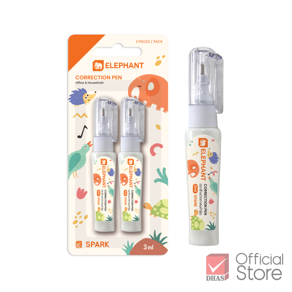 Elephant ปากกา ปากกาลบคำผิด สปาร์ค BLISTER 3 มล. แพ็คคู่ 2 ด้าม - รูปที่ 4