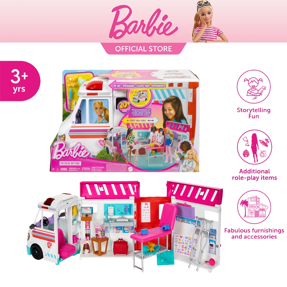 Barbie Care Clinic Playset บาร์บี้ เพลย์เซตรถพยาบาล คลีนิกเคลื่อนที่ HKT79 VN