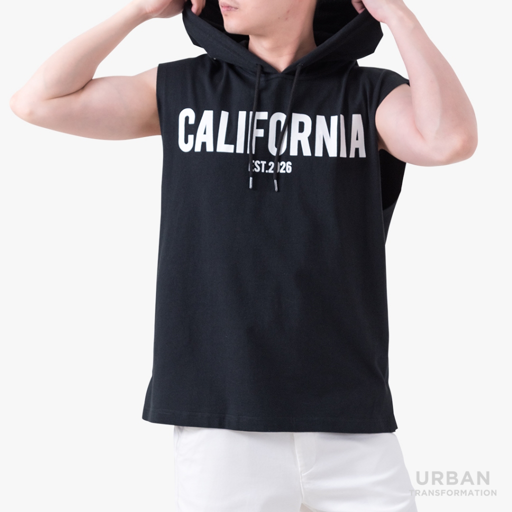 URBAN : MEN'S SLEEVELESS HOODIE เสื้อฮู้ดแขนกุดผู้ชาย รุ่น 1UTMT5067 สี Black - แบล็ค