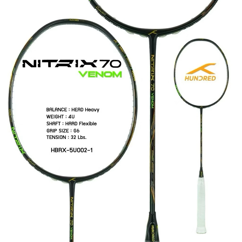 ไม้แบดมินตัน Hundred รุ่น NITRIX 70 VENOM (4U) ประกันศูนย์ไทย
