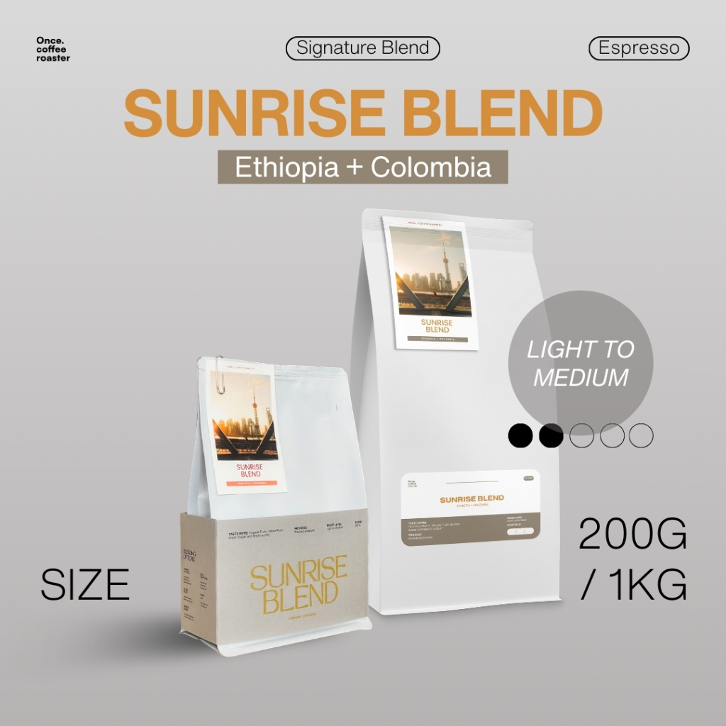 (200g/500g/1kg) เมล็ด Sunrise Blend 💛🩶 Colombia + Ethiopia [Signature Blend] Espresso คั่วอ่อนถึงกลา