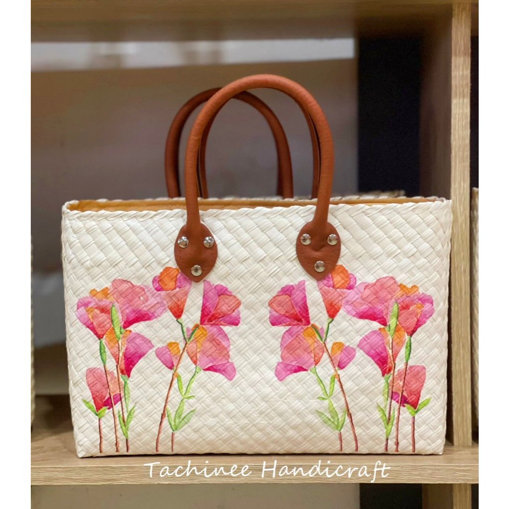 กระเป๋าถือสานใบลาน TachineeHandicraft ขนาด 12x8 นิ้ว