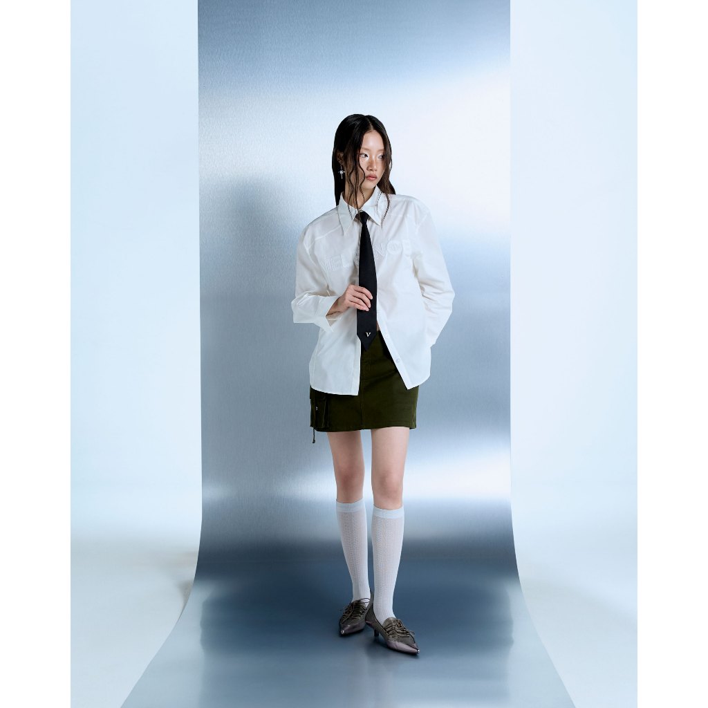 Pure White VELENCE Logo Long Sleeve Shirt