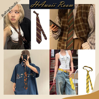้hawaiiroom เนคไทแฟชั่น วินเทจ Y2K ลายทาง Unisex