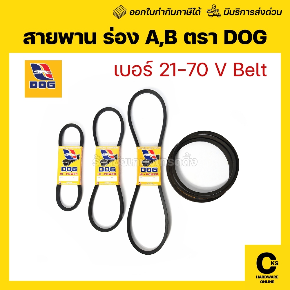 A21-70 B21-70 สายพานร่อง A ร่อง B ตรา DOG สายพานตราหมา V Belt สายพานร่องเรียบ สายพานเกษตร สายพานรถไถ (1 เส้น)