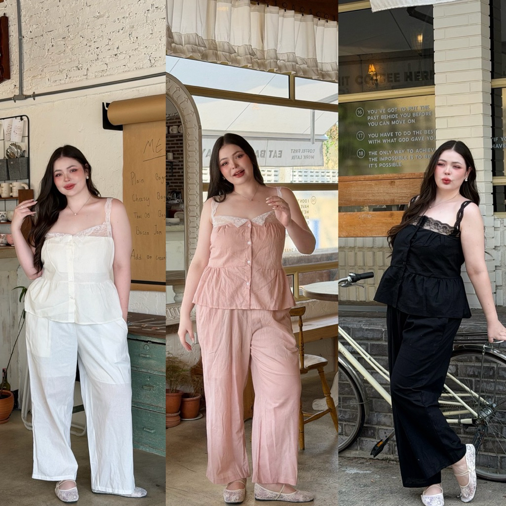 ✅เข้าเพิ่ม ครบสี✅(LD) เซ็ต เสื้อสายเดี่ยว+กางเกงขายาว แต่งลูกไม้ ผ้าฝ้าย ใส่เข้าเซ็ตกันน่ารักเว่อร์ใส่ได้หลายโอกาส