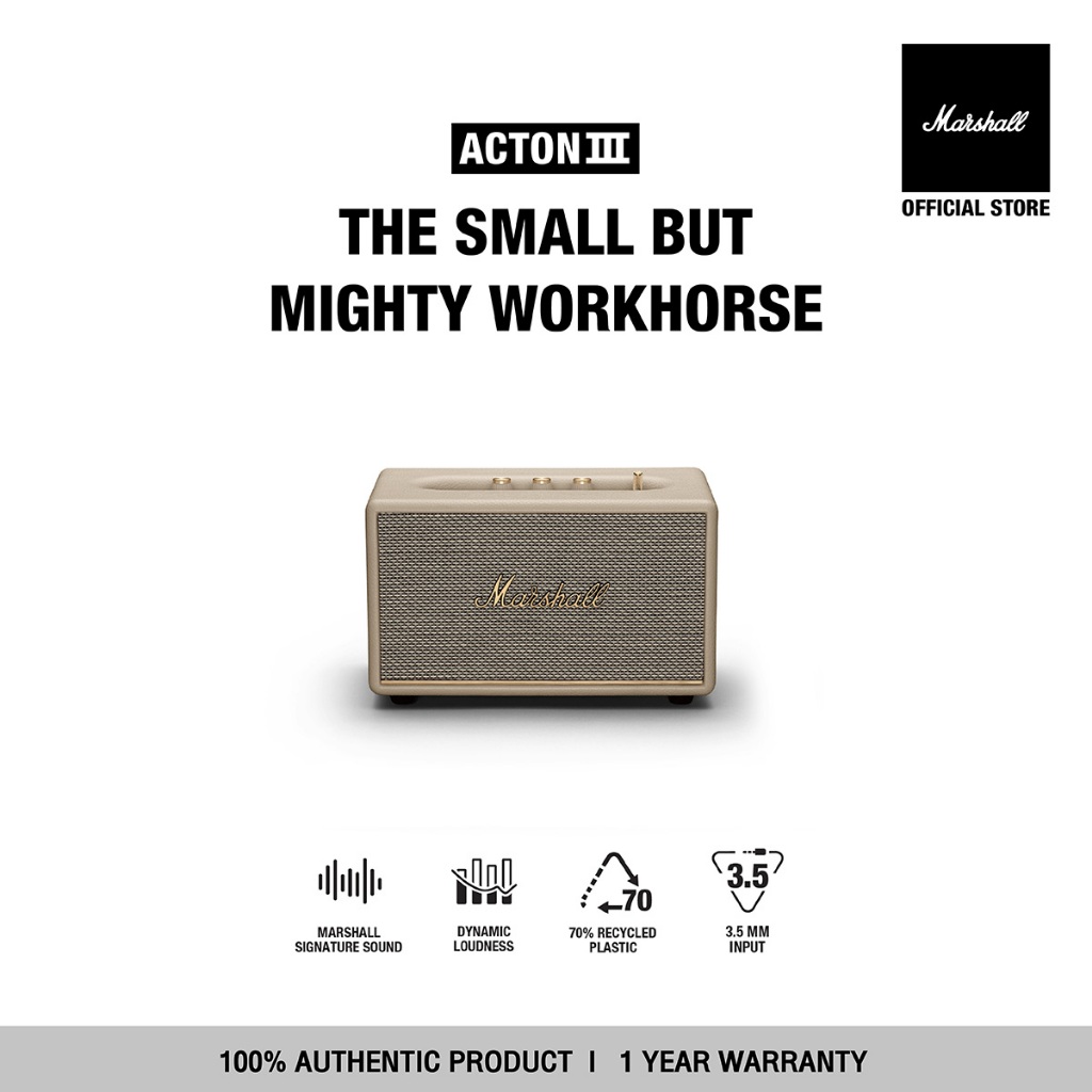 MARSHALL Acton III Cream -  รับประกัน 1 ปี + ส่งฟรี - ลำโพงบลูทูธ ลำโพง marshall ลําโพง bluetooth