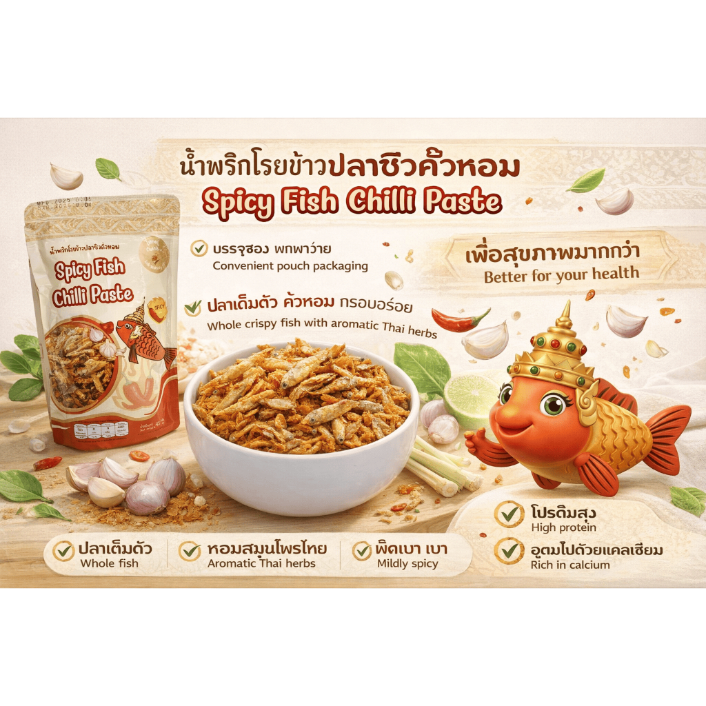 น้ำพริกโรยข้าวปลาซิวคั่วหอม ตราโชตฟาร์ม – ปลาเต็มตัว เผ็ดเบาเบาเพื่อสุขภาพมากกว่า รสชาติไทยแท้