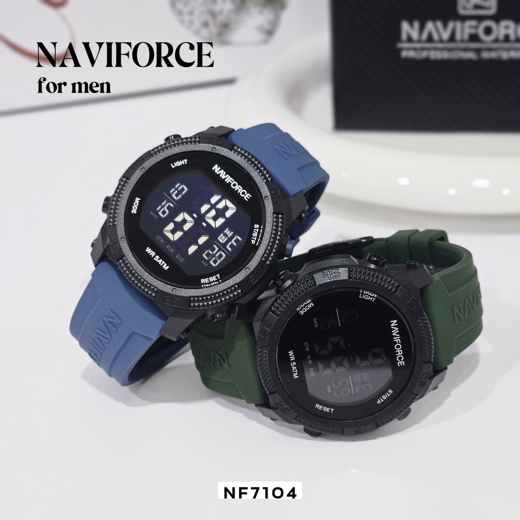 NAVIFORCE นาฬิกาข้อมือผู้ชาย  รุ่น NF7104 (NF7104-B-B,NF7104-B-BE,NF7104-B-GY,NF7104-B-R,NF7104-B-GN