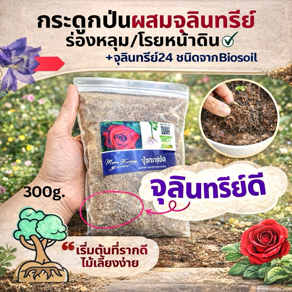 กระดูกป่น 300g + จุลินทรีย์ 24 ชนิด ย่อยฟอสเฟต บำรุงราก กลิ่นไม่เหม็น