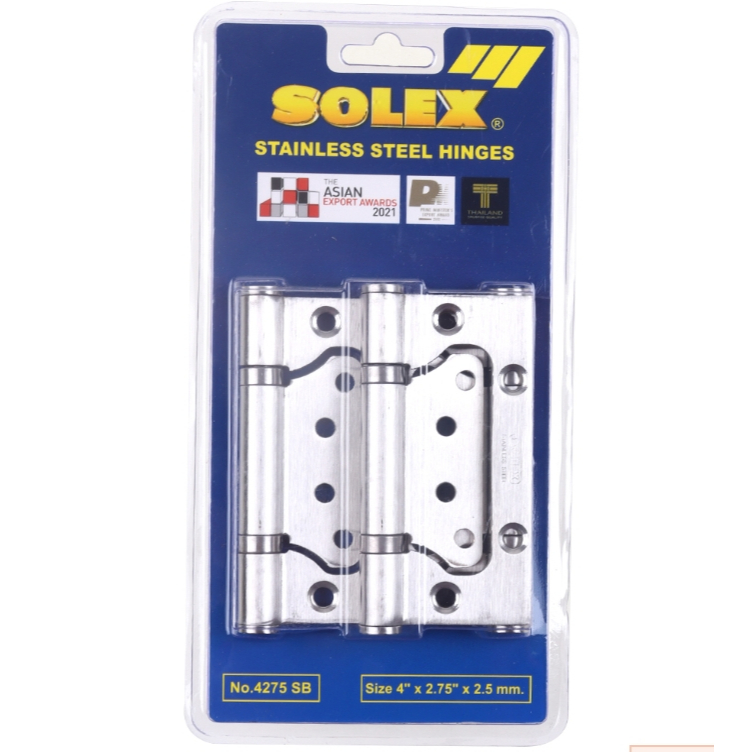 SOLEX บานพับ สแตนเลส SOLEX โซเล็กซ์ 4x3 นิ้ว รุ่น 4275SB สีแตนเลส (3 ตัว/แพ็ค)