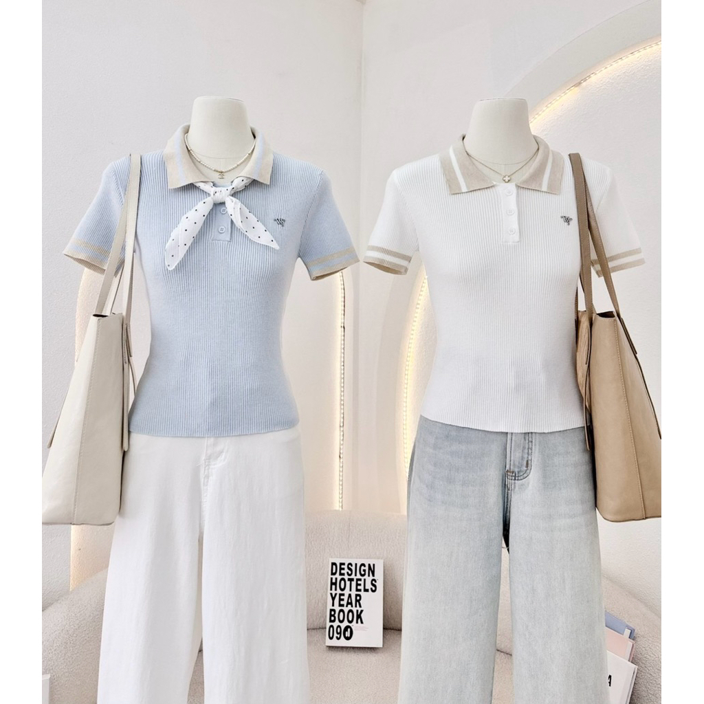 WA YA เสื้อโปโลแต่งขอบสี