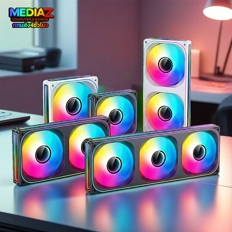 ส่งทันที พัดลม ซ่อนสาย ไฟ8ตำแหน่ง+ ดำ ขาว Jonsbo Fan ZB-120 240 360 ZA 420 mm pwm argb MediaZShop