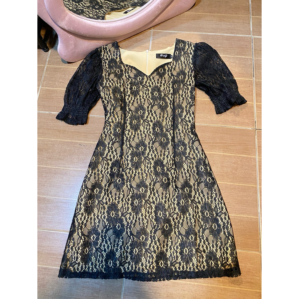 Ap style (m) เดรสลูกไม้ดำ