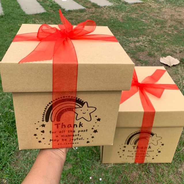 กล่องของขวัญกล่องเซอร์ไพรส์กล่องDiy🎀กล่องเปล่า+โบว์🎀(ส่งแบบพับขึ้นรูป)สวยถูกแข็งแรงกล่องลูกฟูก