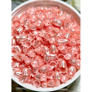 ลูกปัดดอกไม้ ดอกบัวดิน สีเหลือบมุกสดใส 100ชิ้น/แพ็ค