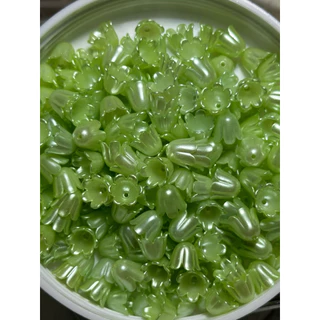 ลูกปัดดอกไม้ ดอกบัวดิน สีเหลือบมุกสดใส 100ชิ้น/แพ็ค