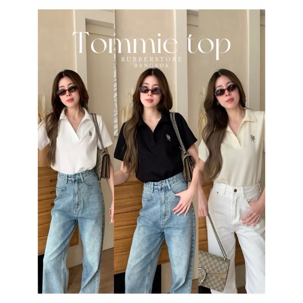 Rubberstore - Tommie top เสื้อคอปก แขนสั้น