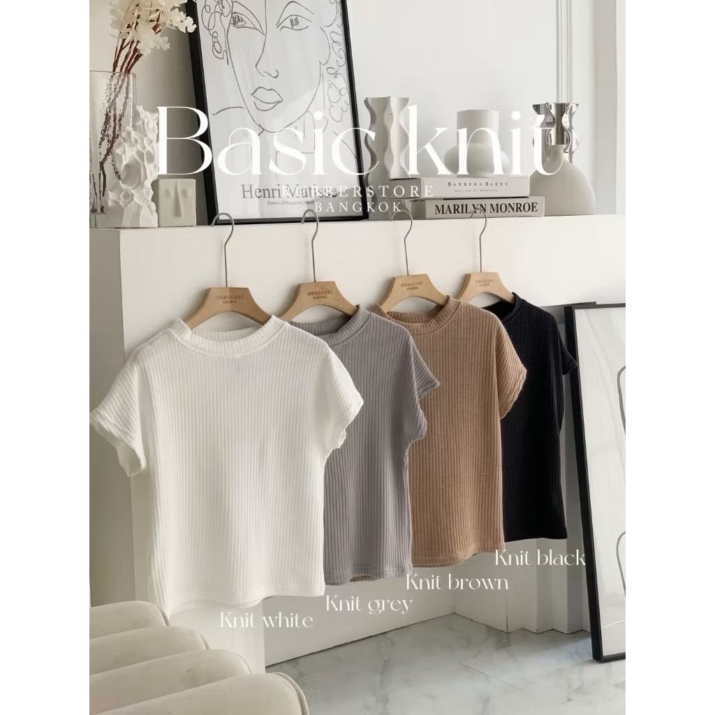 Basic  Knit เสื้อยืด คอกลม