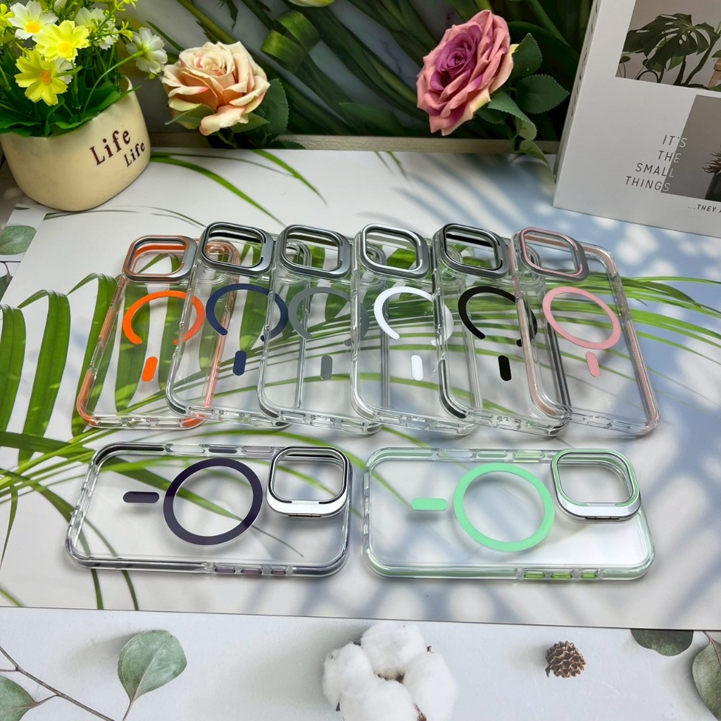 DECON DC06-CLMG เคสขอบกล้องตั้งได้ หลังใส ขอบสี แม่เหล็ก CASE KICKSTAND MAG เคสใช้สำหรับไอโฟน 13 /14
