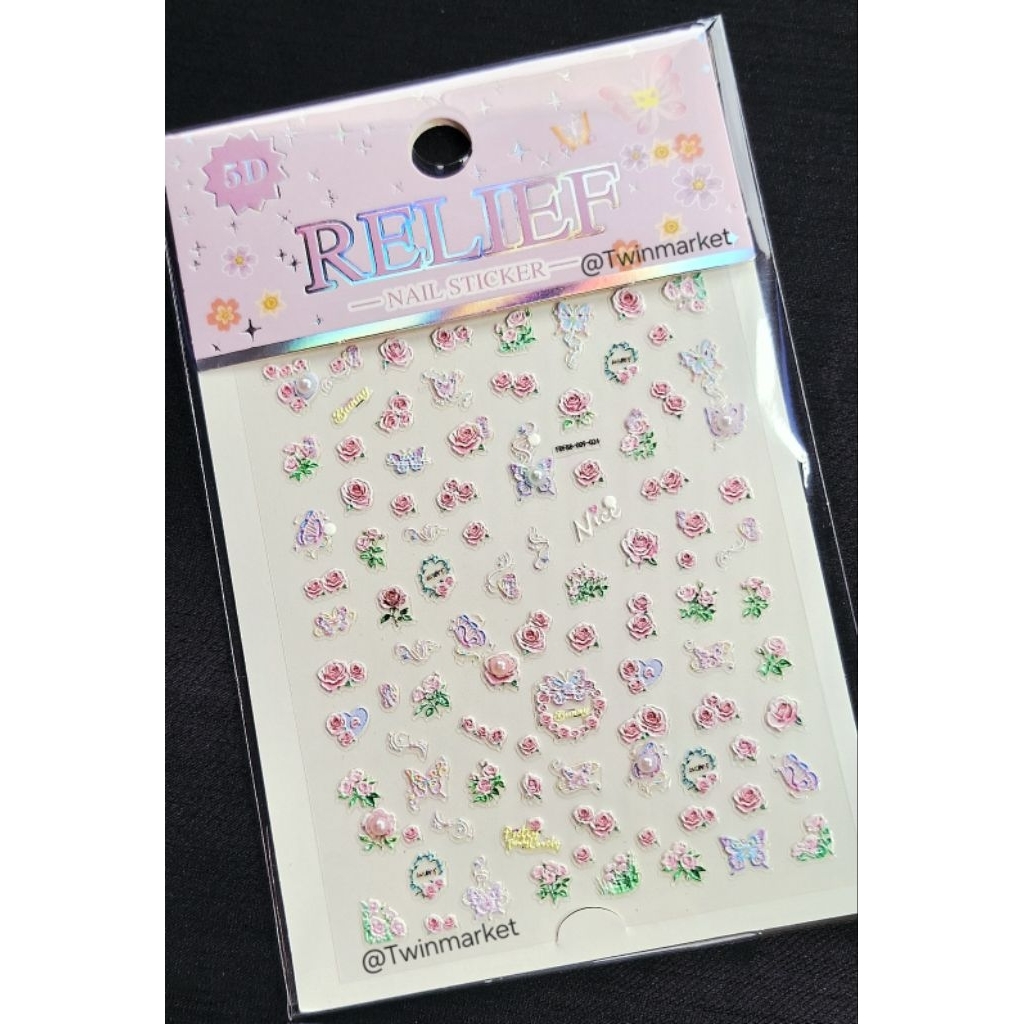 สติ๊กเกอร์ ติดเล็บ ดอกไม้ ชมพู ซากุระ สีพาสเทล sticker nail 5D ติดเล็บนูน สติ๊กเกอร์จิ๋ว อุปกรณ์ตกแต่ง สินค้าราคาถูก New
